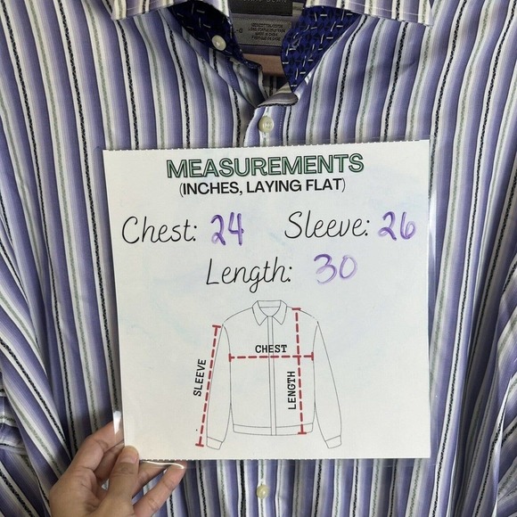 Thomas Dean Purple Shirt Mens L Striped 100% Cotton Button‎ Up Long Sleeve - Picture 8 of 9